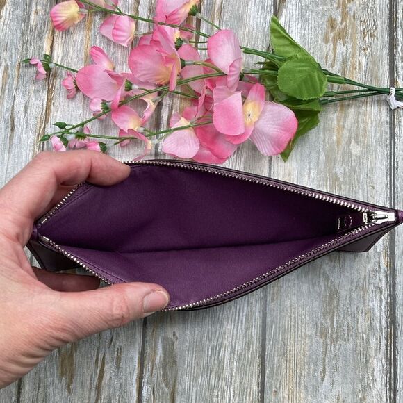 COACH Purple File Cash Holder Bag Purse Wallet - Picture 6 of 10